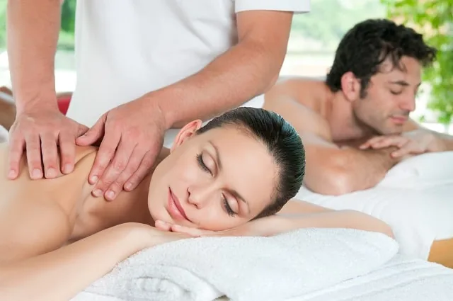 Couples massage outdoors